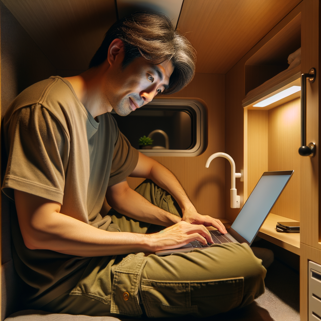 カプセルホテルでノートPC